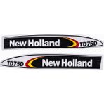 Peren Traktör New Holland TD75D Yan Yazı Takımı Siyah Tip Kaporta Etiketi Sağ - Sol Kaput Sticker Seti