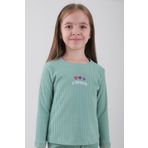 Perendi %100 Pamuklu Kindness Ve Kalp Nakışlı Kız Çocuk Sweatshirt Çağla