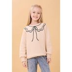 Perendi Kız Çocuk Taş Renkli Bisiklet Yaka Baskılı Şardonlu Sweatshirt - Ekstra Konforlu - 4 - 5 Yaş