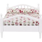 Perfeclan 1:12 Dollhouse Minyatür Mini Mobilya Yatak Beyaz Çiçek Modeli Dıy Accs 16X11.7X7.3 cm (Yurt Dışından)