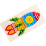 Perfeclan Toddler Çocuklar ve Kızlar Için Ahşap Yapboz 3D Puzzle Okul Öncesi 1 2 3 Yaşındaki Roket (Yurt Dışından) - Beyaz