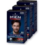 Perfect Schwarzkopf Men Perfect Saç Boyası 80- Kahve Siyah-Kolay ve Hızlı Beyaz Kapama -3 Adet
