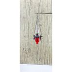 Perforje Metal Cam Gaz Lambası Kandil, Kırmızı Antik Asma Tavan Aydınlatması, Otantik Eskitme Tasarım, 45x17 cm