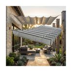 Pergola Kapak Geri Çekilebilir Gölgelikler Kanopi,HDPE Dach Schattenabdeckung，Geri Çekilebilir Dalga Gölge，Açık Bahçeler Veranda Güverte ve Gazebolar için Pergola Tente(W1*L11m/W3.28*L36.08ft)