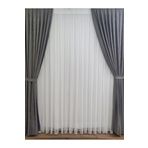 Perhal Perde Ve Halı Titi Tül Perde Fon Perde Güneşlik Takım Perde, 1-3 Sık Pile Tül Güneşlik Fon Hepsi Bir Arada Takım, Beyaz, 400 X 260-22,2