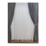 Perhal Perde Ve Halı Tül Perde Fon Perde Güneşlik Takım Çizgili Perde, 1-2 Seyrek Pile Tül Güneşlik Fon Hepsi Bir Arada Takım, Beyaz, 550 X 270-20,7