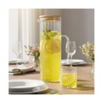 Peri Store 1000ML Bambu Kapaklı Borosilikat Cam Yağlık & Sürahi – Şık, Dayanıklı ve Sağlıklı Saklama Çözümü (8cm x 20CM) - 1BW-Beyaz - --
