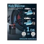 Peri Store 6000MAH LED Işıklı Çantalı Powerbank Özellikli Şarjlı ve Kablolu DC12V Araç Motor Bisiklet Top Lastik Şişirme Hava Kompresörü 130W