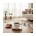 Peri Store Amberhaus 2'li Porselen Türk Kahvesi Fincan Takımı - Beyaz Yaprak Dokulu ve Kabartmalı Tasarım - Modern Çeyizlik ve Hediyelik Kahve Sunum Seti (2 Kişilik) - 001-Renkli