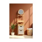 Peri Store Bambu Aynalı 2 Çekmeceli Banyo Düzenleyici 2 Raflı Şifonyer Makyaj Organizeri DB-0035 - Option-1 - Acı Kahverengi