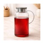Peri Store Borosilikat Cam Sürahi, 1.8 L, Ergonomik Kulp, Şeffaf, Servis Sürahisi, Detoks Sürahi - 1BW-Beyaz - --
