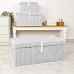 Peri Store Çok Amaçlı Kapaklı Sandık Tipi Hurç Organizer – Büyük Boy Saklama Kutusu – Dolap Içi, Yatak Altı ve Altı Için Sert ve Dayanıklı Depolama Çözümü – Katlanabilir (Gri, 70X40X30 Cm) - Option-1 - 001