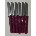Peri Store Meyve Sebze Bıçağı 6 Adet Simli Desen (Tırtıklı) - Mürdüm