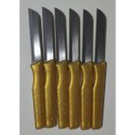 Peri Store Meyve Sebze Bıçağı 6 Adet Simli Desen (Tırtıklı) - Sarı