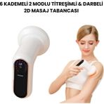 Peri Store Titreşimli & Darbeli 6 Kademeli 2 Modlu 2d Masaj Aleti, 5 Değiştirilebilir Başlık, Şarjlı ve Kablosuz, Tüm Vücut - 000-Siyah