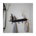 Peri Store Yapışkanlı Metal Banyo Rafı 5 Kancalı Duvar Rafı Organizer Dekoratif Raf Siyah Paslanmaz Duvar Rafı Havluluk Askılık Banyo Mutfak Çok Amaçlı Raf - Option-1 - Acı Kahverengi