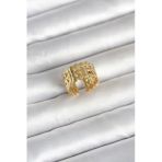 Periboia 316L Çelik Gold Renk Hasır Model Kadın Yüzük - Tj-Byk4161