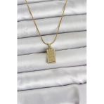 Periboia 316L Çelik Zincir Gold Renk Külçe Altın Model Kadın Kolye - Tj-Bko11042