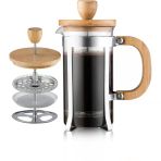 Periboia Ahşap Detaylı 600 Ml Cam French Press