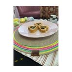 Periboia Decohandy 39CM Neon Renkli Şeritli Jüt Örme Supla Amerikan Servis - Hasır - 39 x 39 cm