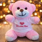 Periboia Pembe I Love You Tasarım Tişörtlü Ayıcık