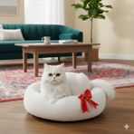 Pericat Petshop 50CM Welsoft Simit Kedi Yatağı - Beyaz - 50 cm