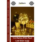 #Periled Dekoratif Bakır Tel Masa Süsleme Sıcak Beyaz Işık 15 Metre Pilli Peri Led Gün Işığı