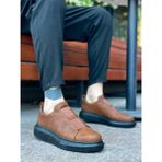 Perilice Store Periliçekeçe BA0307 Boa Kalın Yüksek Taban Çift Bant Taba Siyah Erkek Ayakkabı