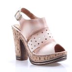 Perim 717 Lazer Kesim Cilt Topuklu 12 Cm Bayan Sandalet - Krem
