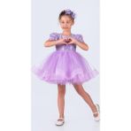 Perinin Dolabı Balerin Model Pullu Kız Çocuk Elbise - 4 - 5 Yaş - Lila