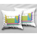 Periodic Table Periyodik Tablo Element Kimya Iki Adet Baskılı Yıkanabilir Yastık Kırlent Kılıfı - Krem - 43x43
