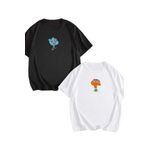 PERISENSE Unisex Kadın Erkek Gumball Baskılı Sevgili Çift Kombini Oversize T-shirt2'li Set