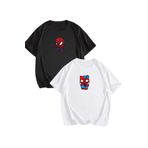 PERISENSE Unisex Kadın Erkek Spiderman 4 Baskılı Sevgili Çift Kombini Oversize T-shirt 2'li Set