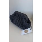 PeriStore Siyah Hasır Portföy El Örmesi Çanta Handmade Küçük boy 20x20cm