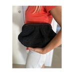 PeriStore Siyah Hasır Portföy El Örmesi Pochetta Çanta 30x20 Cm Handmade