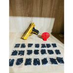 PeriYedi Gold Renk Boncuklu Oyuncak Tabanca 1 Adet + 1 Adet Hedef Kırmızı 9 cm + 21 Paket Boncuk