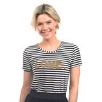 Perla Blanca Love Siyah Beyaz Çizgili Tişört (3XL)