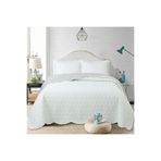Perla Çift Kişilik Yatak Örtüsü Seti 240x260cm - Volanlı 2 Yastıklı%100 Polyester - Beyaz