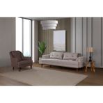 Perla Sofa Madrid Koltuk Takımı Keten Açık Kahve Kazayağı - Koyu Kahve