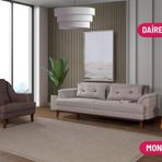 Perla Sofa Madrid Koltuk Takımı Keten Açık Kahve Kazayağı
