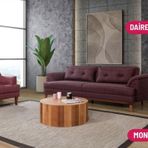 Perla Sofa Madrid Koltuk Takımı Keten Bordo Kazayağı