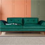 Perla Sofa Madrid Üçlü Yataklı Kanepe Babyface Yeşil