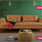 Perla Sofa Madrid Üçlü Yataklı Kanepe Bora Hardal