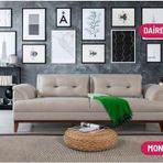 Perla Sofa Madrid Üçlü Yataklı Kanepe Keten Krem