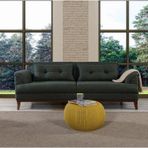 Perla Sofa Madrid Üçlü Yataklı Kanepe Keten Yeşil