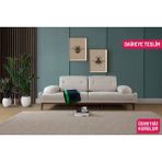 Perla Sofa Nelson Üçlü Koltuk Keten Krem - Açık Krem