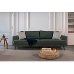 Perla Sofa Nobis Yataklı Kanepe Keten Yeşil - Koyu Yeşil
