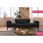 Perla Sofa Velar Yataklı Kanepe Keten Antrasit - Koyu Gri