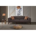 Perla Sofa Velar Yatakli Kanepe Keten Kahve
