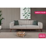 Perla Sofa Velar Yataklı Kanepe Keten Krem - Açık Krem